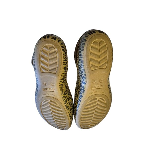 Leopard Print Crocs Womens Flats W8 Iconic Comfort Slip-On Shoes - Picture 6 of 8
